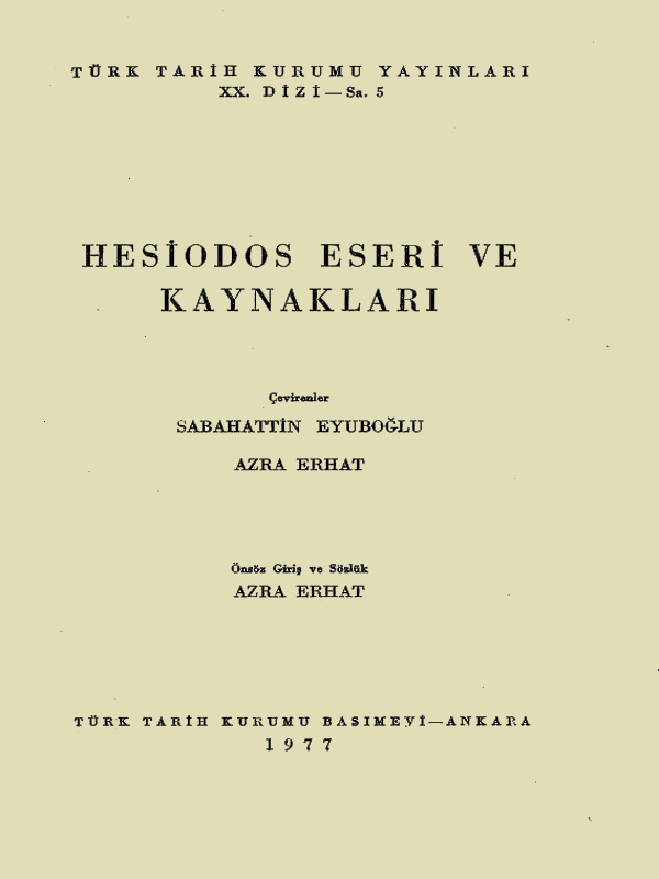 Hesiod Eseri ve Kaynakları - Hesiodes 