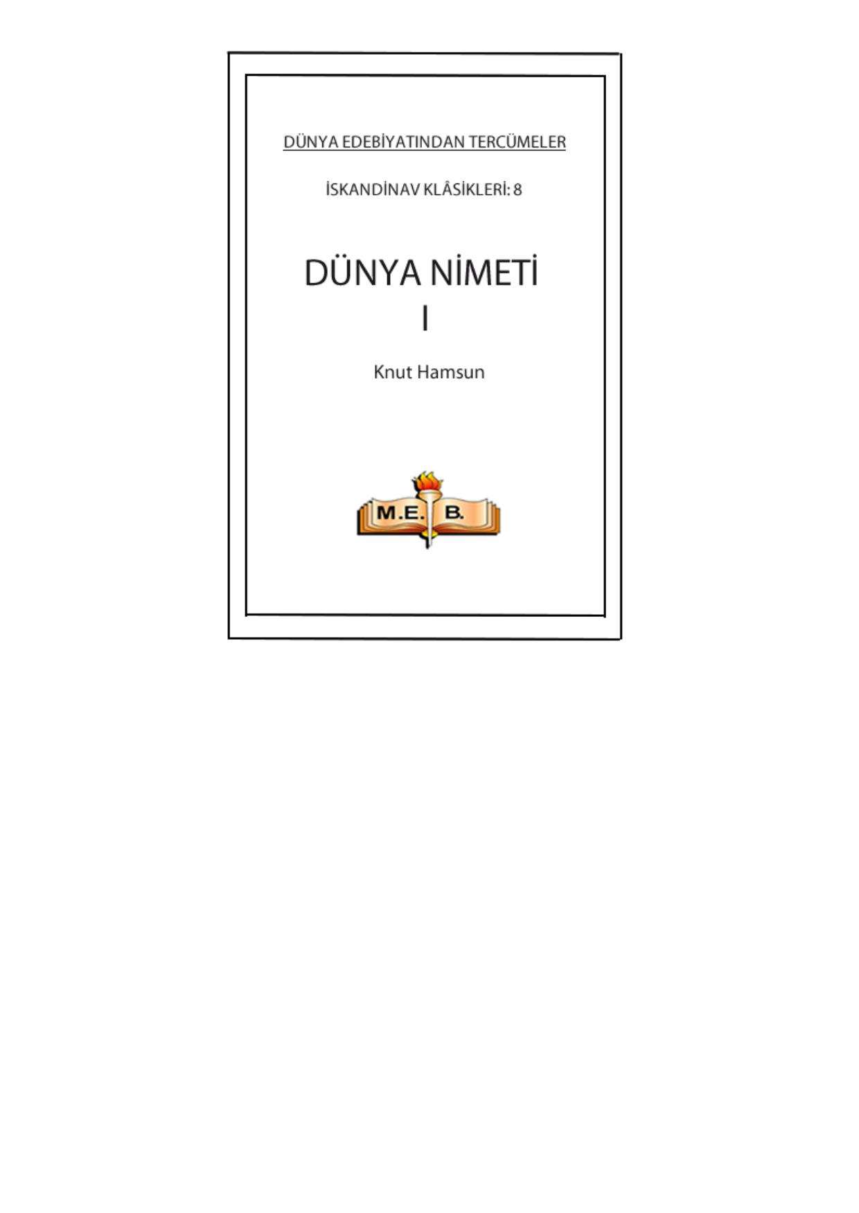 Dünya Nimeti 1 - Knut Hamsun 